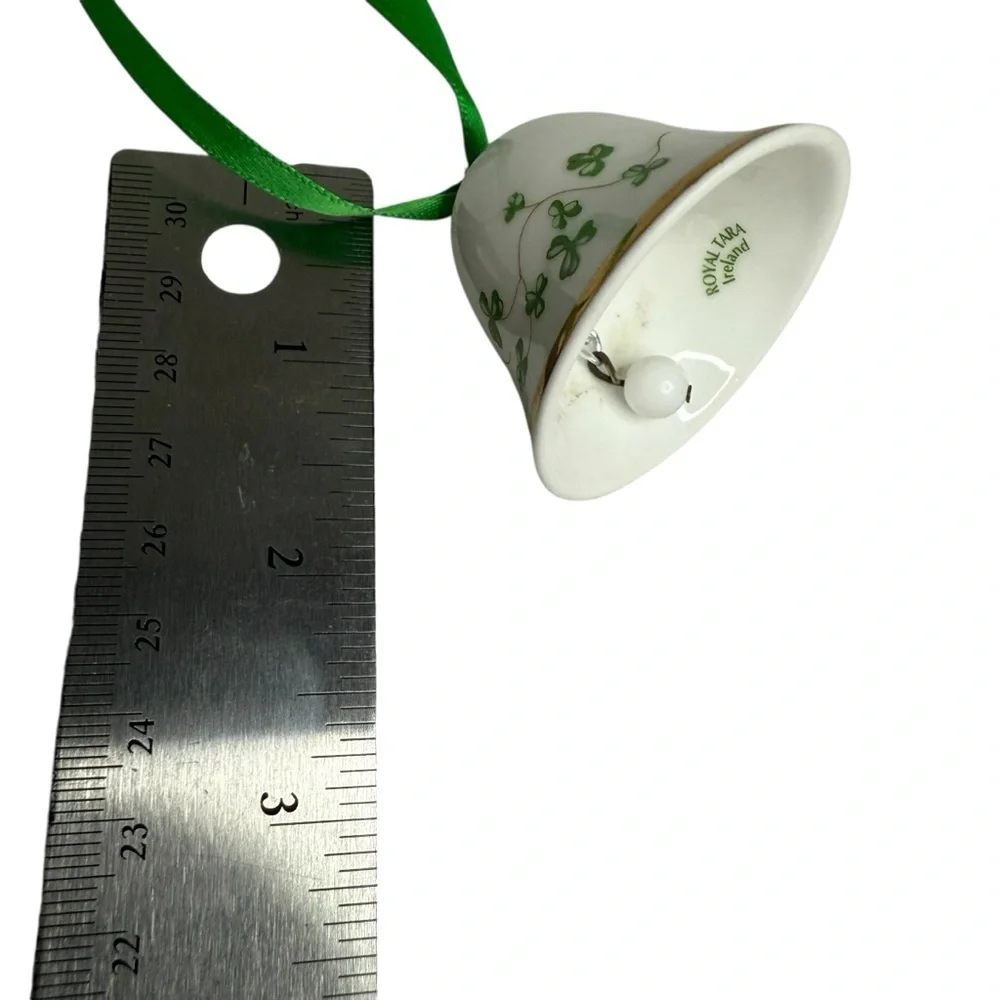 Irish Ornament Royal Tara Porcelain Shamrock Clover Decorated Bell Ireland Made